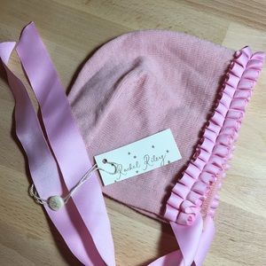 Rachel Riley Pink Ruffled Bonnet